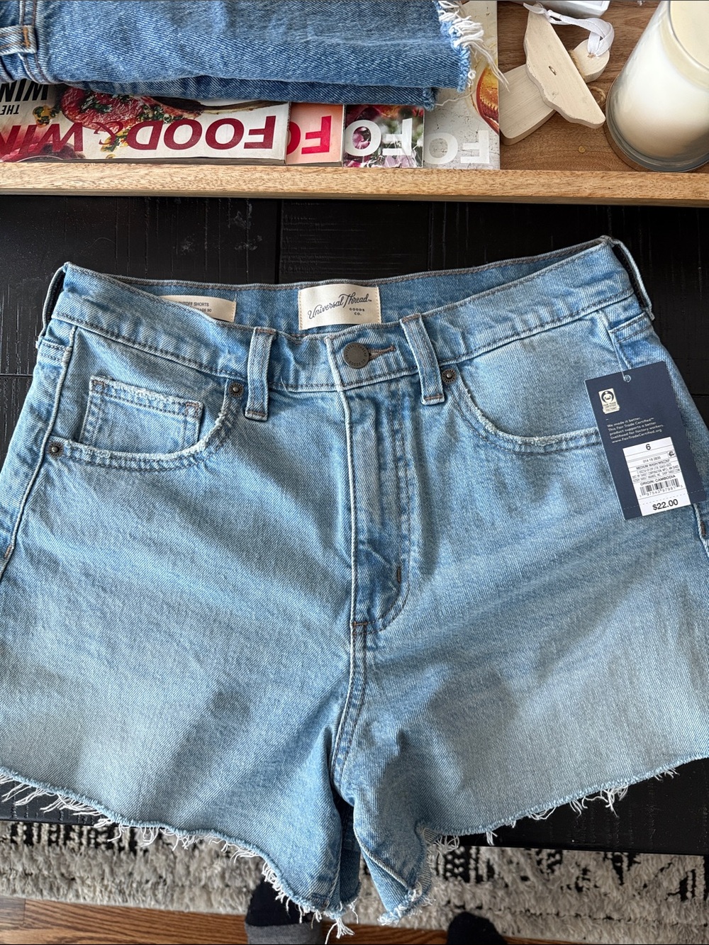 Universal Thread Light Wash High-Rise Cutoff Denim Shorts